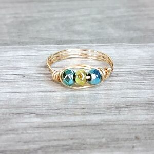 Gold Ring with Blue and Green Accents